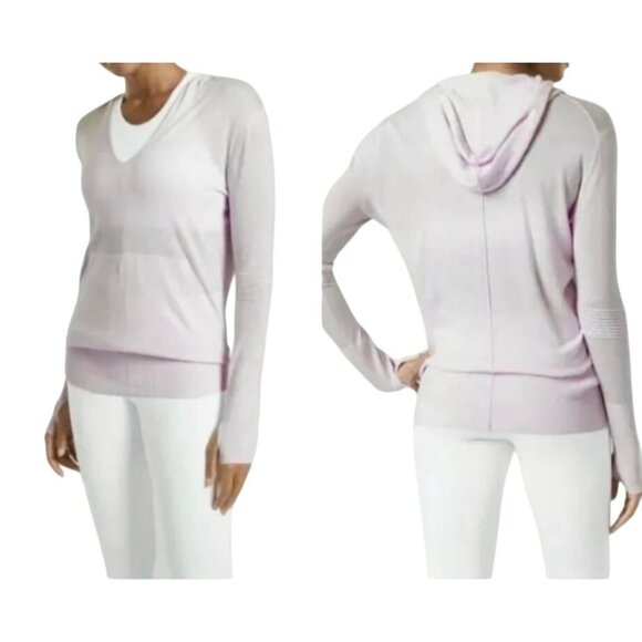 Athleta Sweaters - NWT Athleta Women'sSize Mediun Light Pink Hooded  Long Sleeve Top V-Neck